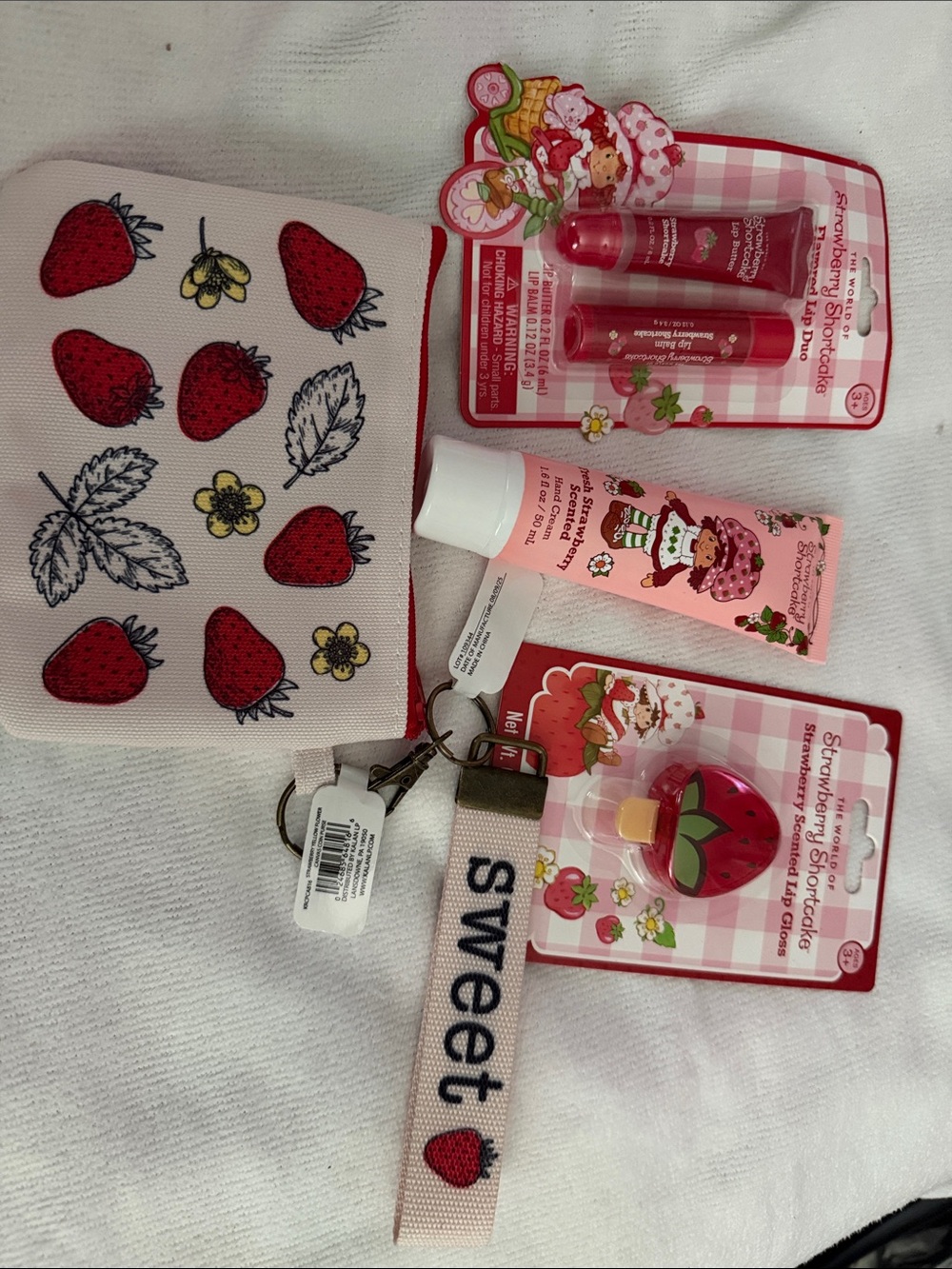 Strawberry-Themed Pink Hand Cream & Lip Care Gift Set